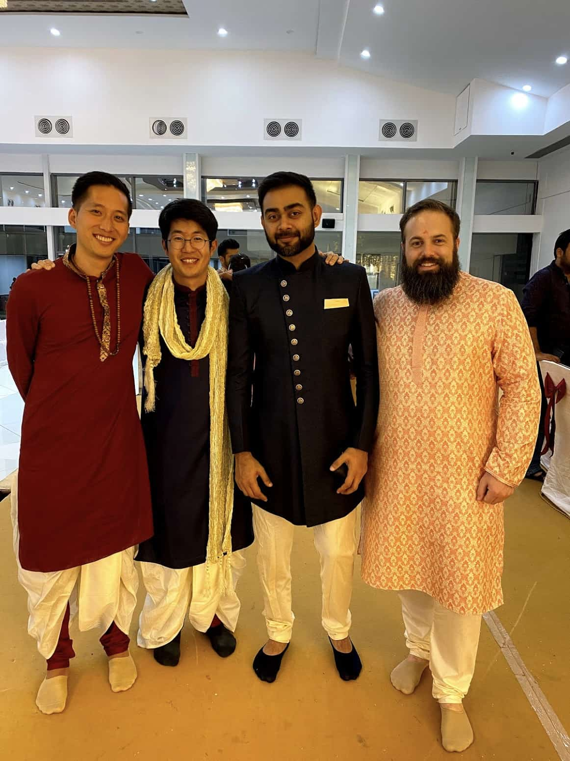 nawaz with Nik's friends at the wedding